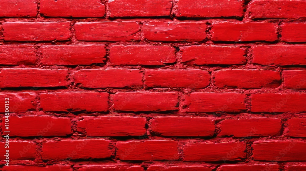 Fototapeta premium A lively red brick wall with a detailed texture illuminated by natural light, ideal for artistic backdrops and design features.