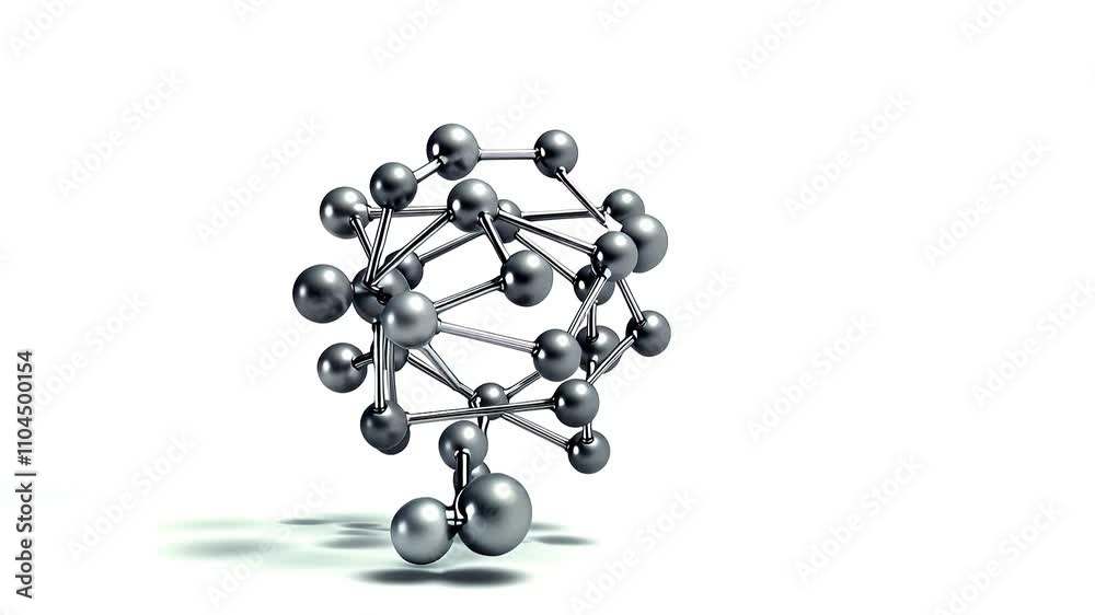 Metallic structure rotating on white background