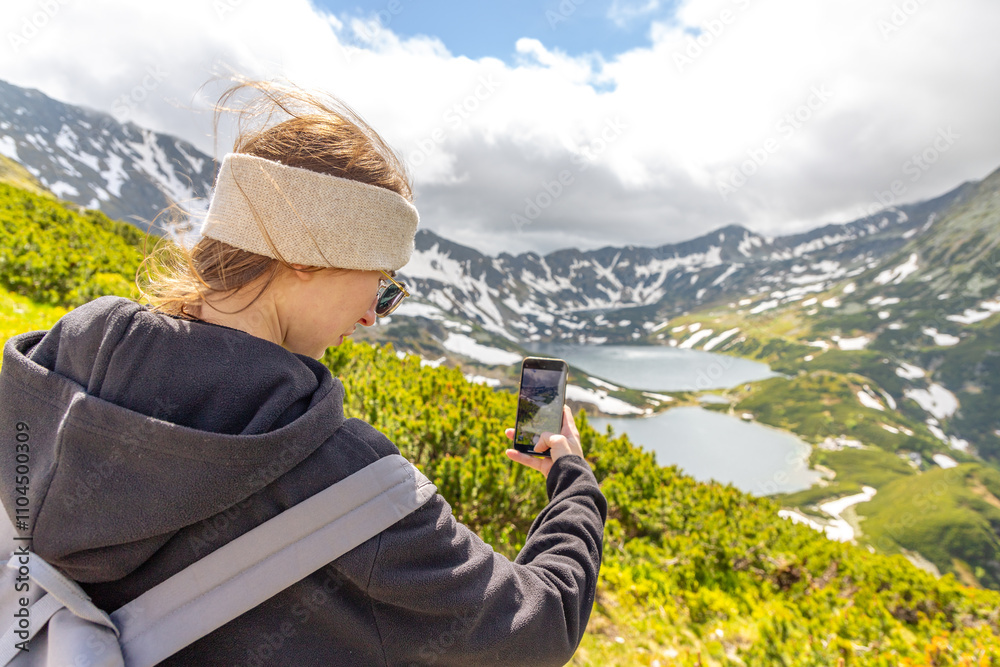 beautiful girl hiking in the Polish mountains during the summer day beautiful girl hiking in the Polish mountains during the summer day