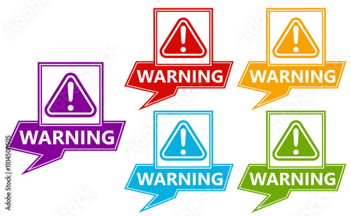 Set collections trendy colorful warning sign icon. Safety Sign Symbol sticker labels design template Vector illustration