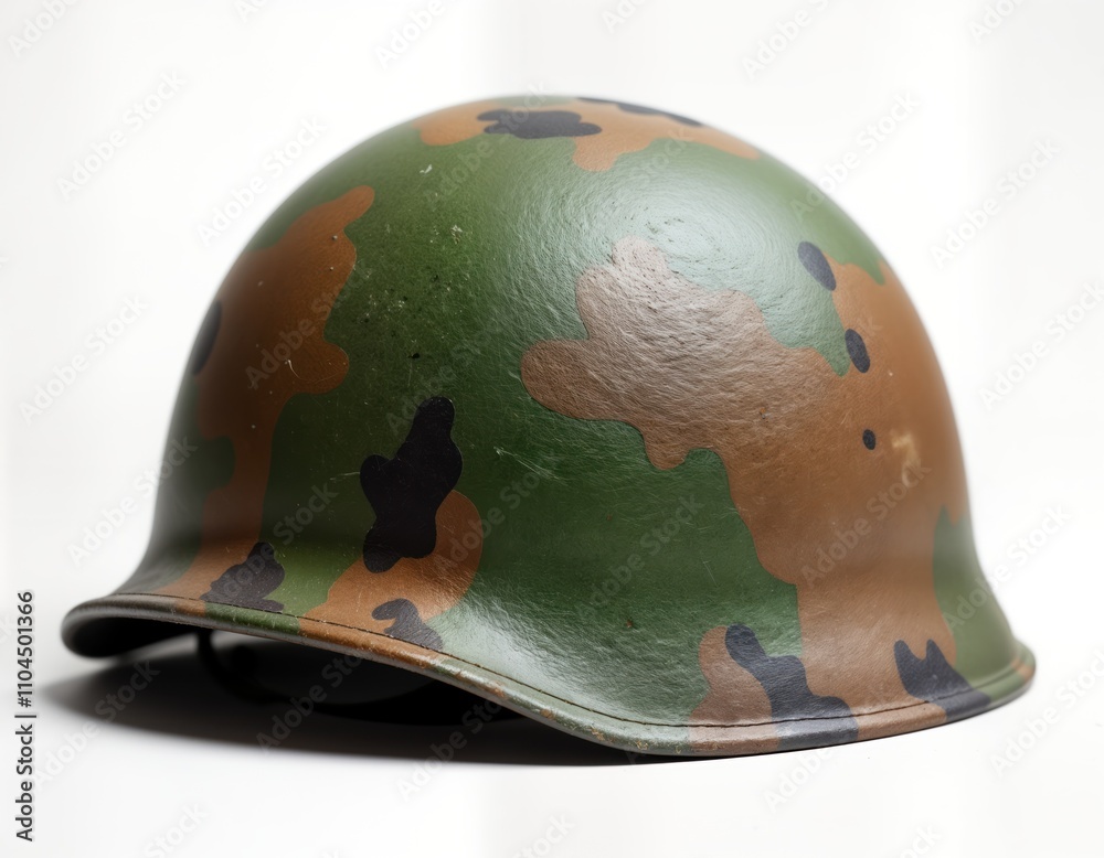 Military Helmet With Camouflage Pattern Worn Appearance Protective 