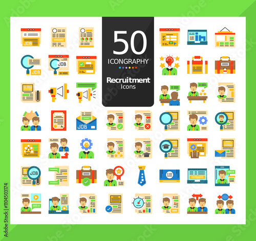 Icons Pack of Recruitment Flat Style Elements