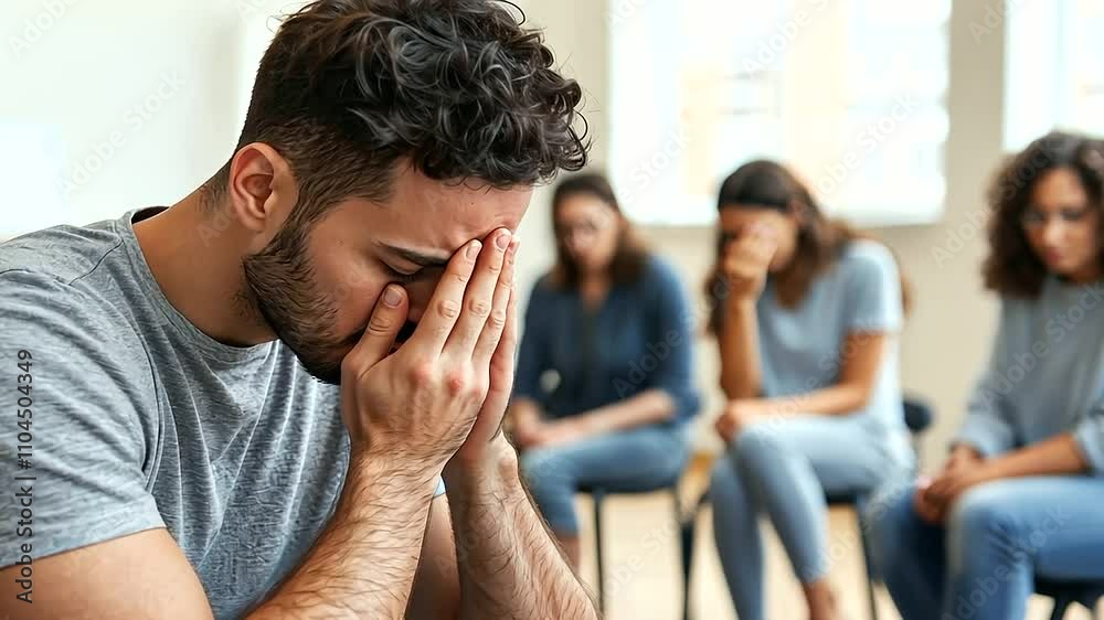 Compassionate Counselor Supporting Young Man in Therapy Room Compassionate Counselor Supporting Young Man in Therapy Room