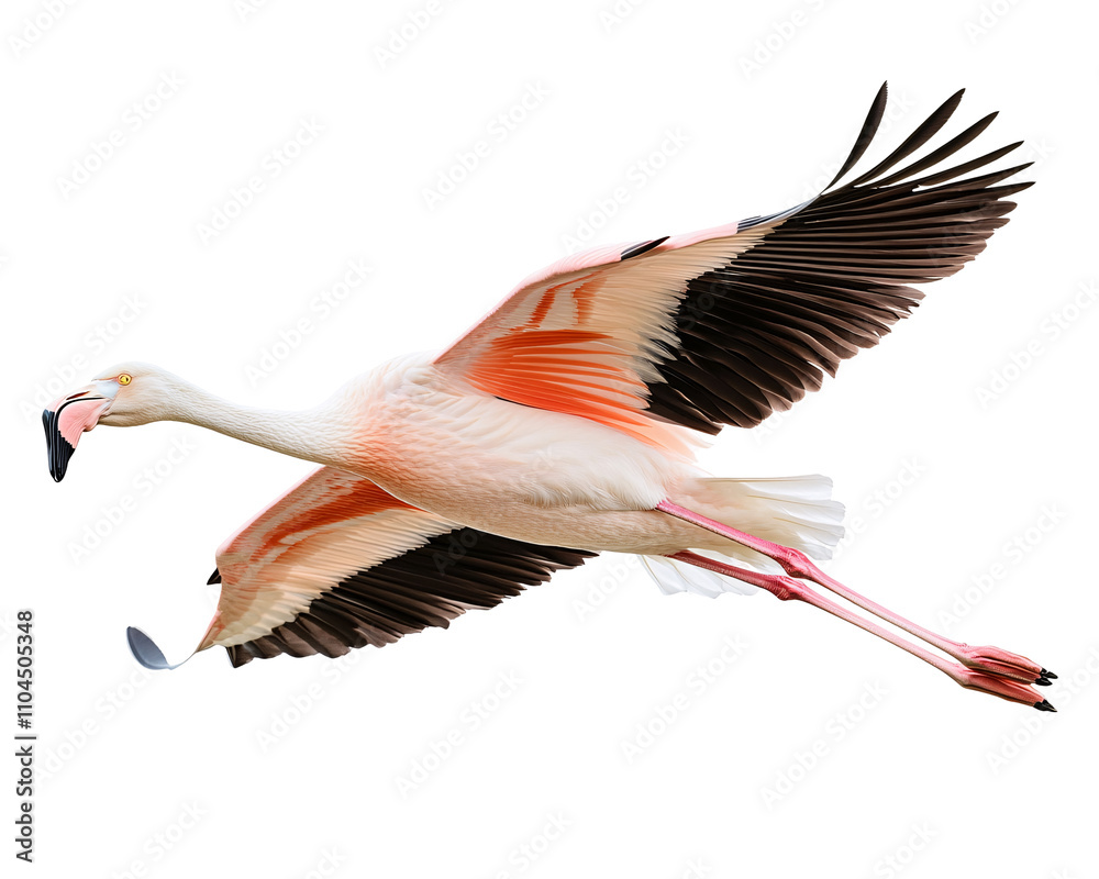 Fototapeta premium a pink and white bird flying