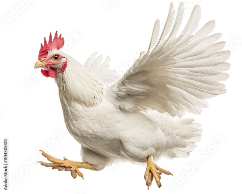 a white chicken with red crest photo