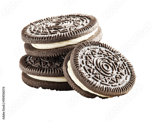 a stack of cookies with white filling
