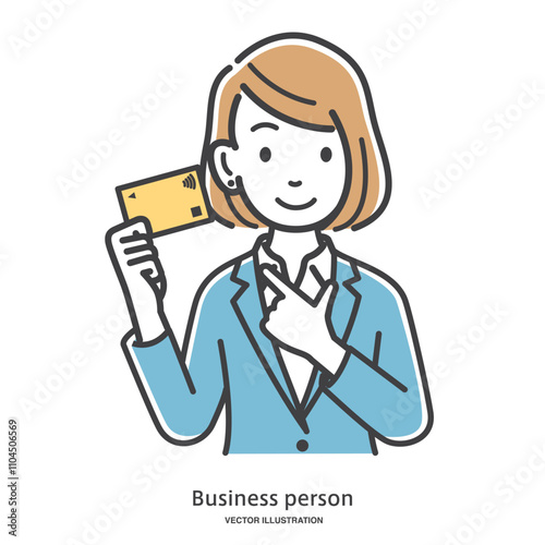 カードの紹介をする女性のイラスト素材