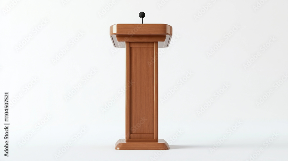 Thin wood podium with microphone simple public speaker speaking election political politics background Thin wood podium with microphone simple public speaker speaking election political politics background