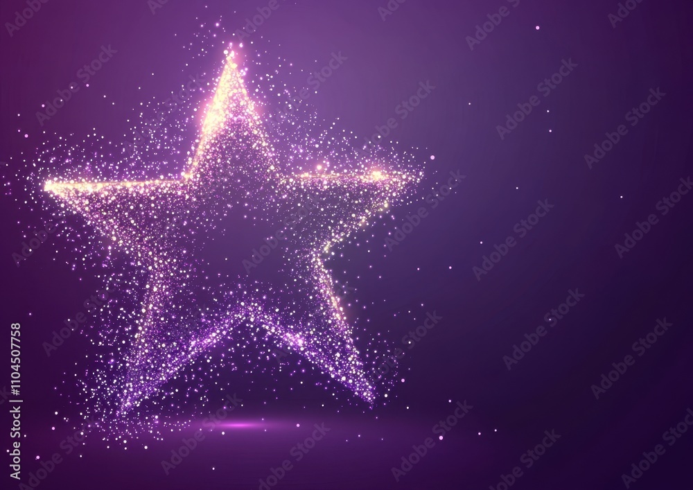 Abstract glowing star-shaped design with particles on a purple background Generative AI Abstract glowing star-shaped design with particles on a purple background Generative AI