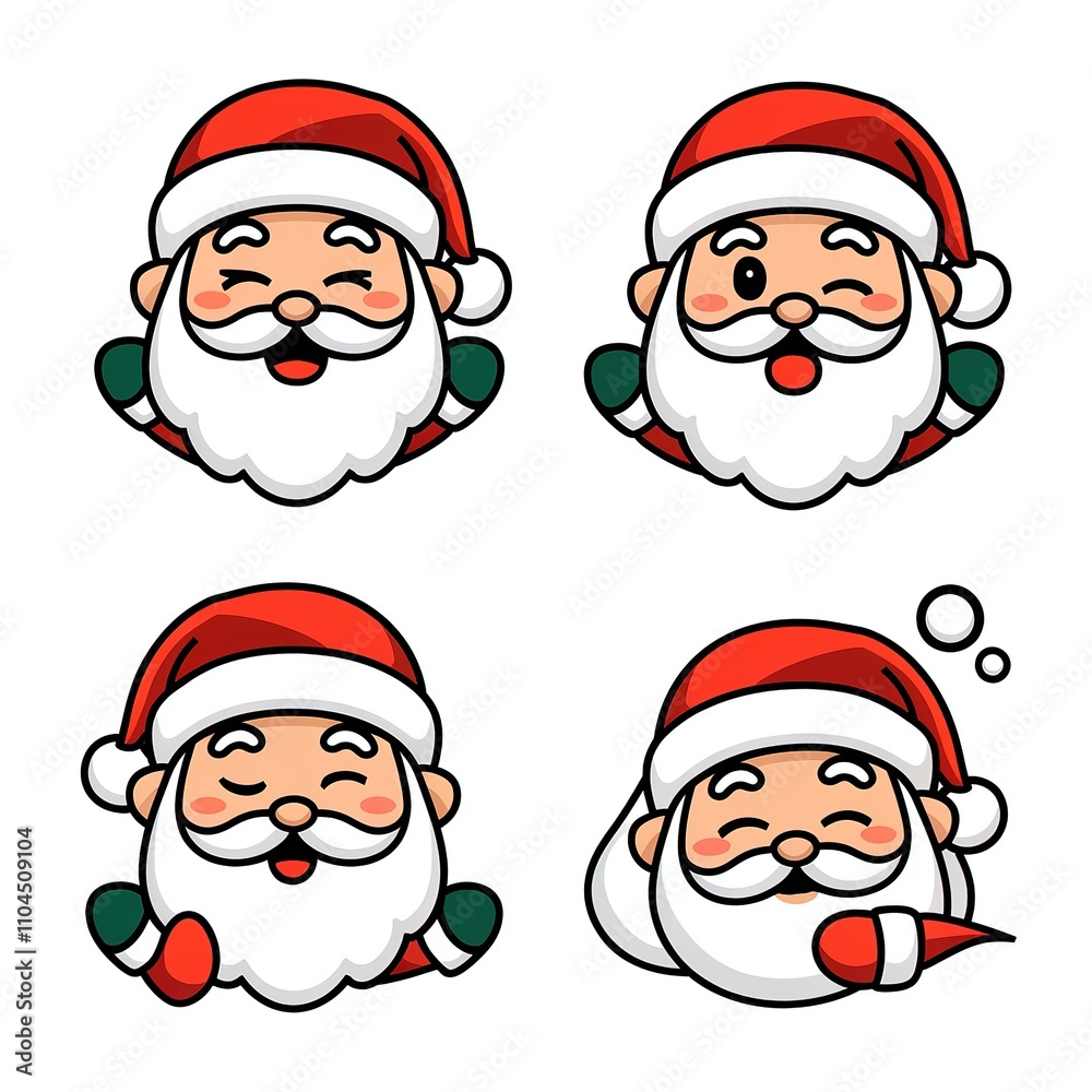 Santa Claus illustrations - Santa Claus stickers - kawaii - Santa Claus sleeping Santa Claus illustrations - Santa Claus stickers - kawaii - Santa Claus sleeping
