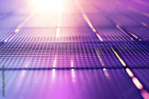 A futuristic metal grid with glowing purple lines and sleek geometric precision, ideal for tech themes. photo