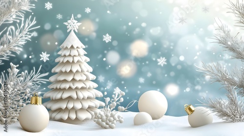 Christmas neutral minimalistic three-dimensional background