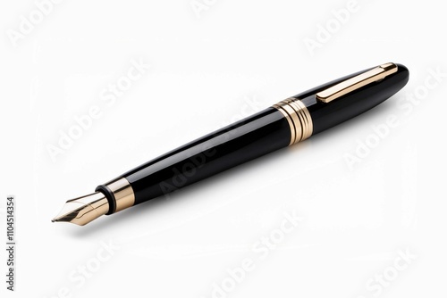 Black luxury pen isolated on white background with clipping path 