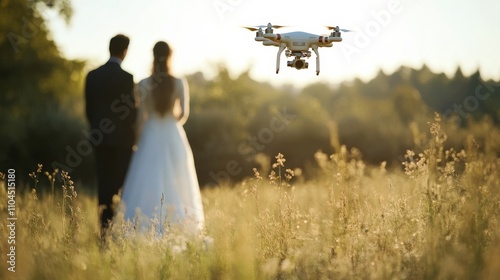 Drone photography at nature wedding