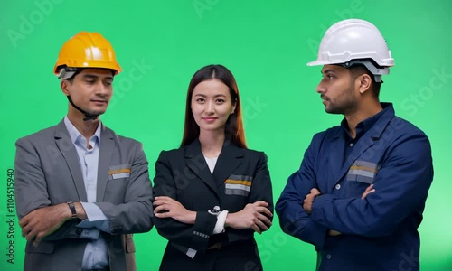 Two Male Engineers and One Female Engineer Posing with Arms Crossed
