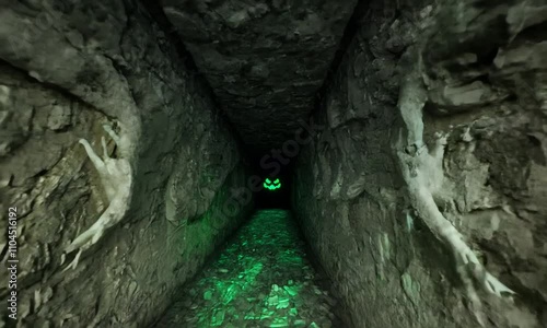 Infinite Stone Horror Tunnel with Grasping Arms