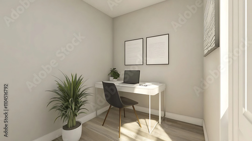 A small office with a desk and a chair