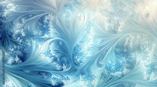 Frost patterns in icy blue and white evoke a winter wonderland feeling