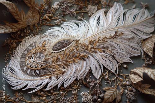 Detailed artificial feather with rich pattern. ..      photo