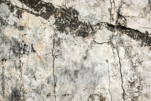 Cracked concrete texture, showing weathering and deep fissures with a mix of gray tones, rough and urban