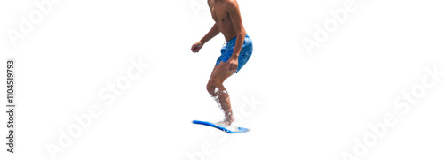 Photography Surfer riding on a small wave in the ocean with a transparent background