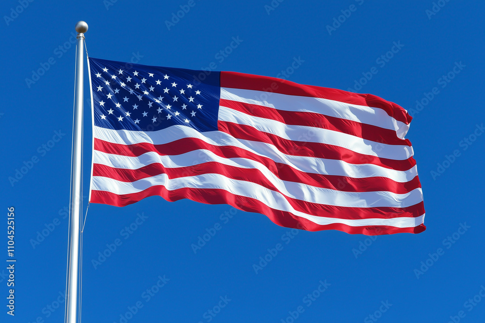 Fototapeta premium American flag on dark blue background with copy space, patriotic holidays