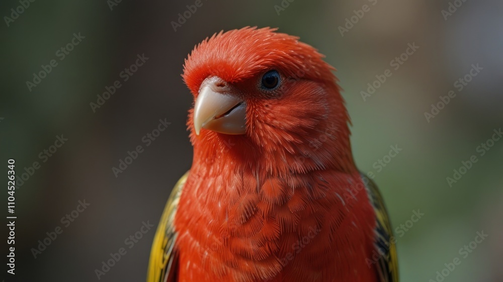 Close-up portrait of a vibrant red parrot. Close-up portrait of a vibrant red parrot.