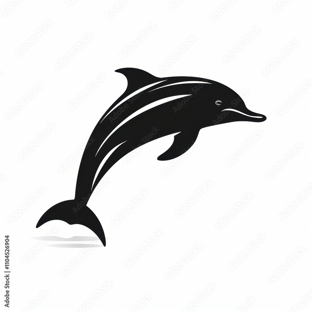 A playful dolphin silhouette gracefully leaps out of the water, showcasing its sleek body and distinctive features. A playful dolphin silhouette gracefully leaps out of the water, showcasing its sleek body and distinctive features.
