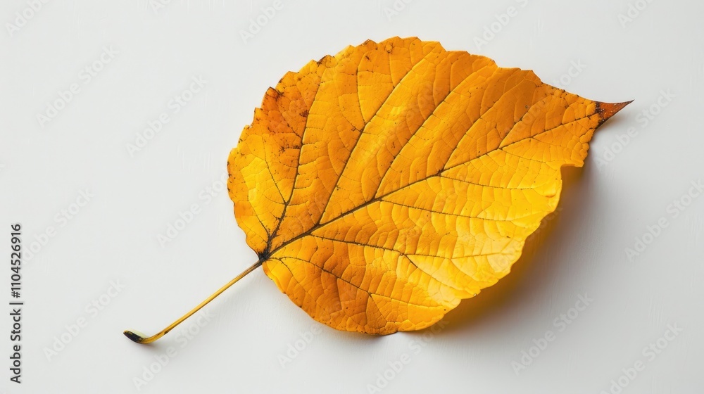 Isolated yellow leaf in autumn on white backdrop Isolated yellow leaf in autumn on white backdrop