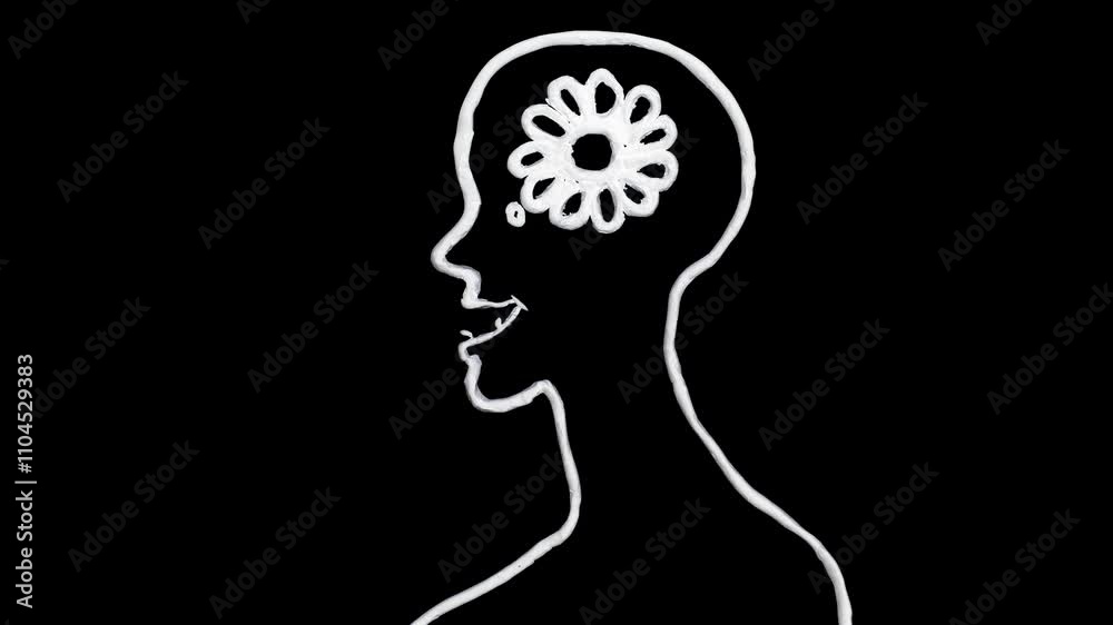 Cartoon Character Profile animated plasticine over black screen, psychology concept Cartoon Character Profile animated plasticine over black screen, psychology concept