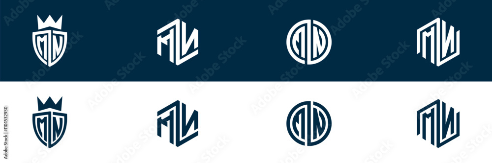 MN NM letter logo set design MN NM letter logo set design