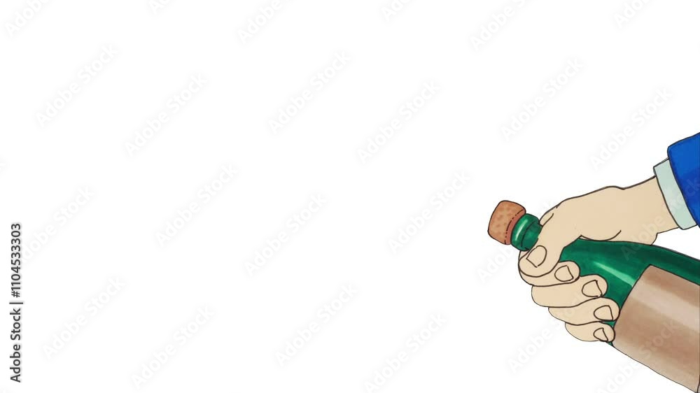 cartoon champagne sparkling wine animation loop cartoon champagne sparkling wine animation loop