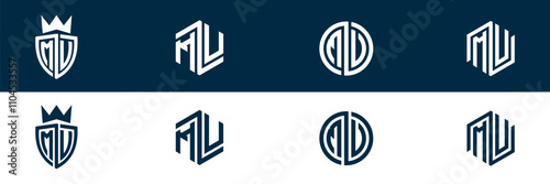 MU UM letter logo set design