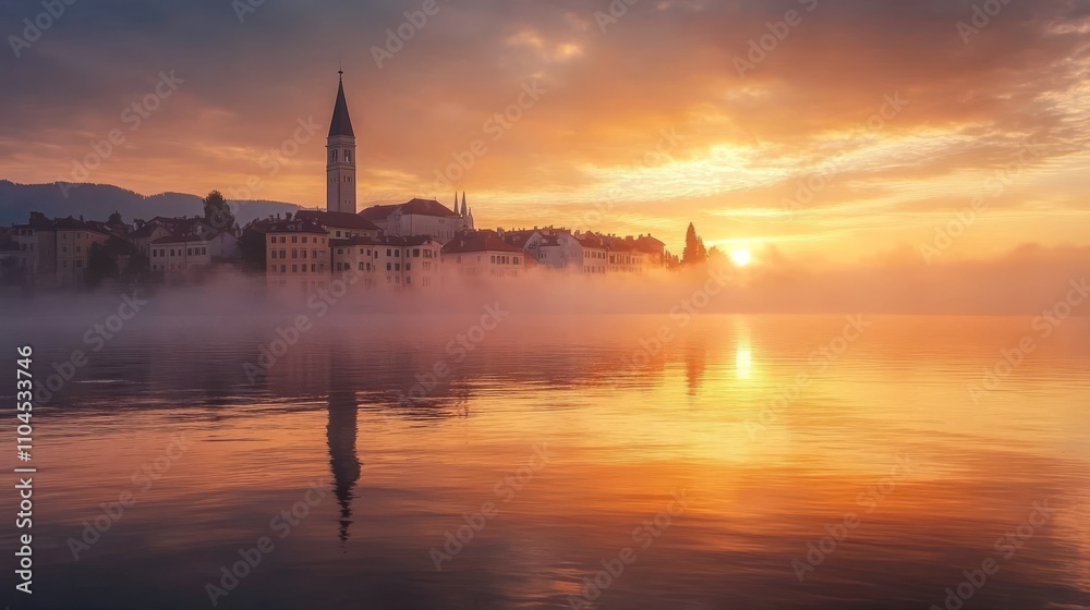 Obraz premium Slovenia's Koper Town from Sea