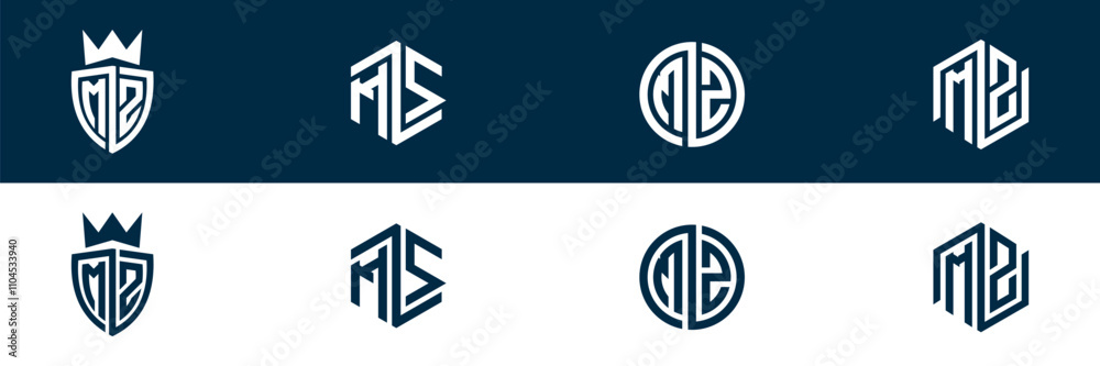 MZ ZM letter logo set design MZ ZM letter logo set design