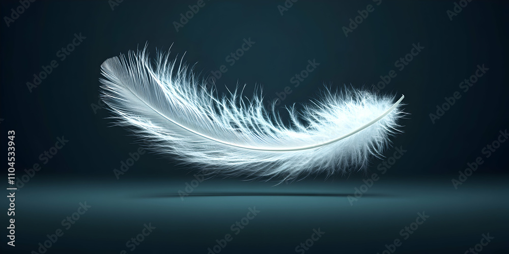Obraz premium White Feather Floating in Dark Background