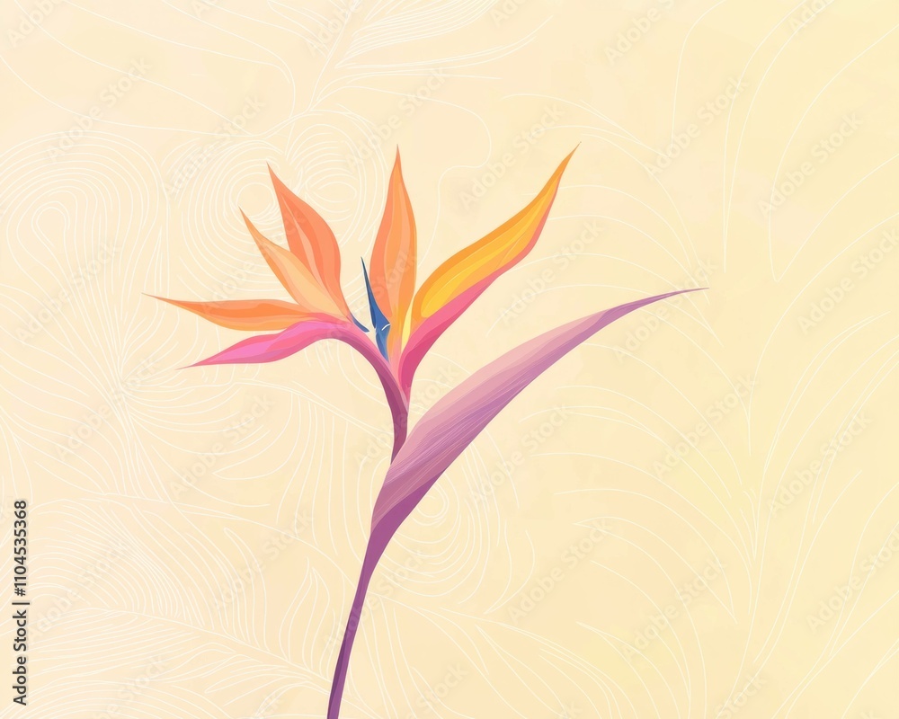 Φωτογραφία Vibrant tropical flower with colorful petals, showcasing shades of orange, pink, and purple
