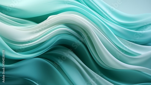 A gentle swirl of mint green and seafoam blue, creating a soothing abstract shape with fluid motion and soft blending, evoking a sense of calm.