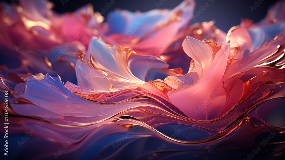 Obraz premium A luxurious abstract background featuring swirling pink and blue marble textures, accented with shimmering gold splashes, creating a sophisticated and elegant design.