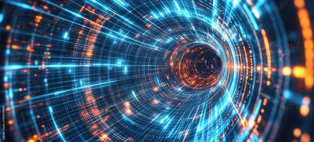 Obraz premium Abstract Digital Tunnel: A Journey Through Cyberspace
