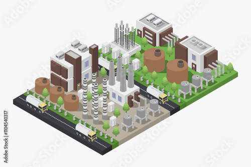 Diesel oil power plant isometric
