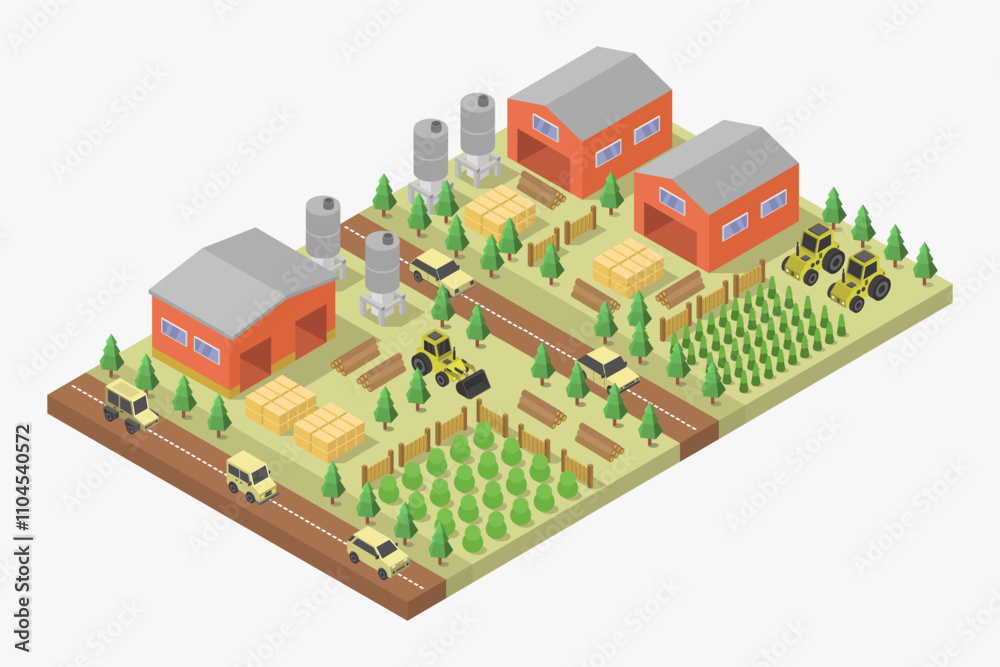Isometric Rural Farm Isometric Rural Farm