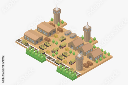 Isometric Military Barracks