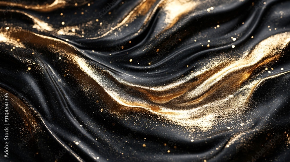 liquid gold mixed with black glossy liquid with motion on the black background liquid gold mixed with black glossy liquid with motion on the black background