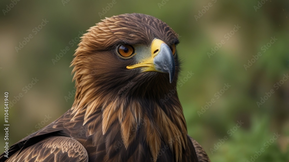 Close-up portrait of a majestic golden eagle, its intense gaze and sharp talons visible. Close-up portrait of a majestic golden eagle, its intense gaze and sharp talons visible.