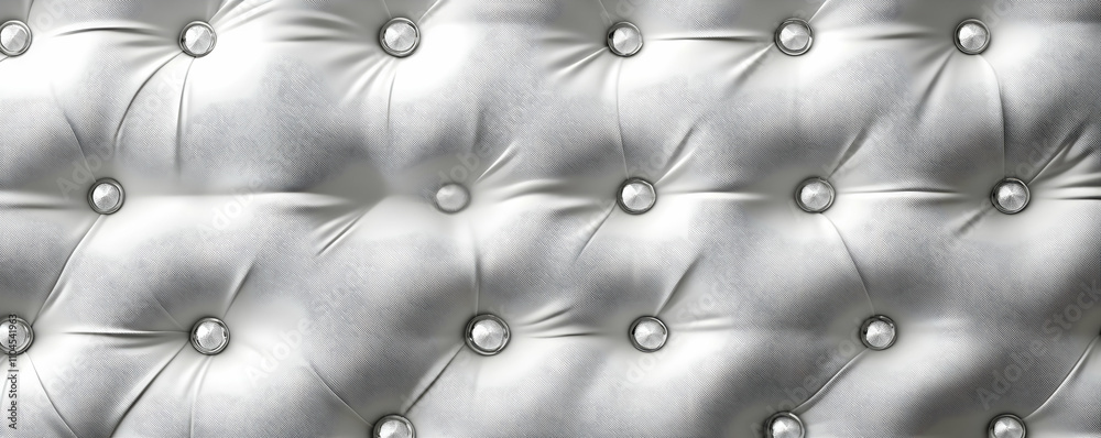 3D Render of White Upholstery with Silver Buttons 3D Render of White Upholstery with Silver Buttons