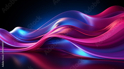 Wallpaper Mural A vibrant background featuring a large neon wave in shades of blue and pink, glowing against a dark backdrop, creating a futuristic and dynamic visual effect. Torontodigital.ca