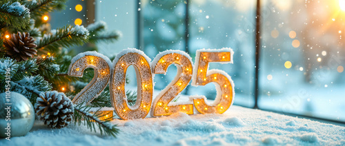 illuminated 2025 snow decor