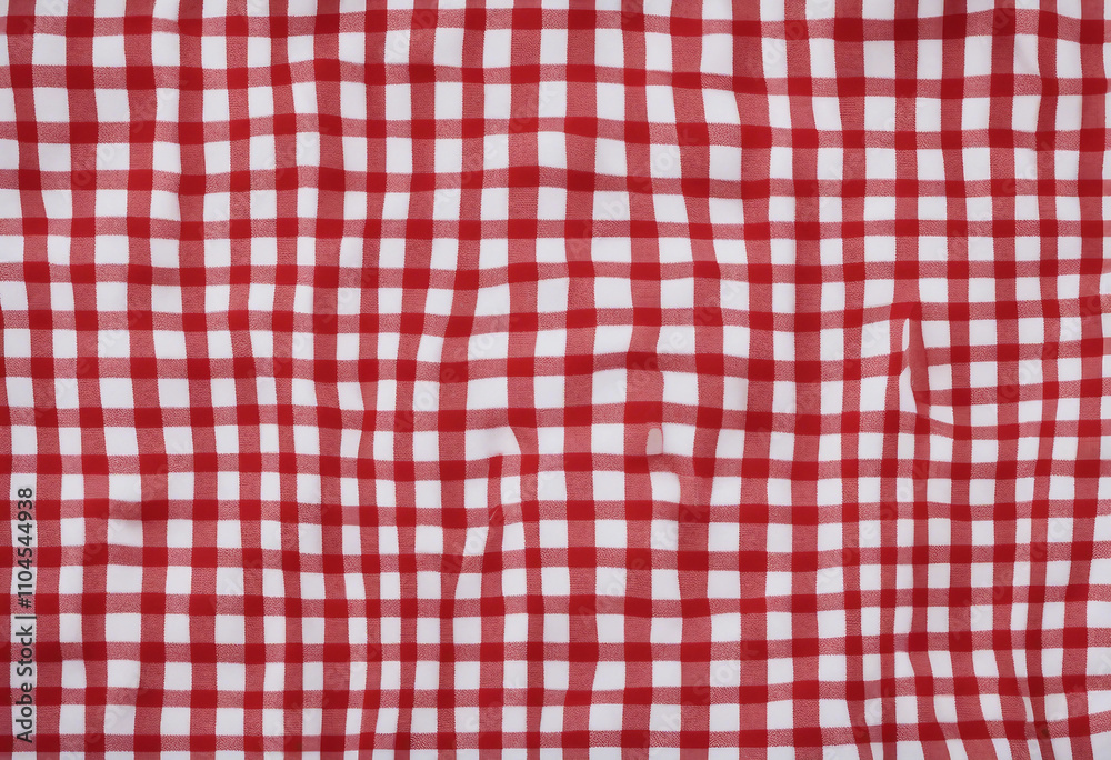 Red and white checkered tablecloth Top view table cloth texture background Red gingham pattern fabri Red and white checkered tablecloth Top view table cloth texture background Red gingham pattern fabri