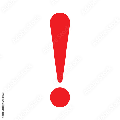Red exclamation - caution icon vector design template. Red warning sign, attention, alert symbol isolated on a white background.